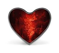 Red Flame Heart Shape Lapel Pin Personalized Pinback Button Badges Retro Punk Button Pin Kawaii Heart Badges for Men Women Clothes Bags Hats & Gift