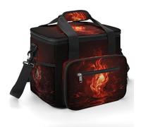 Red Flame Insulated Lunch Box Portable Cooler Bag Extra Large Lunch Bag Lunch Cooler Leakproof Ice Chest Thermal Cooler Shopping Bags for Beach, Picnic, Camping, Shopping