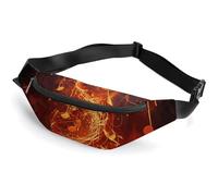 Red Flame Music Note Belt Bag with Adjustable Strap, Lightweight Travel Crossbody Bags, Hands-Free Mini Fanny Packs in Running Gym