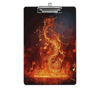 Red Flame Music Note Clipboard, A4 Acrylic Clipboard with Hanging Hole, Ultra-Light Clip Board - Holds 100 Sheets, Shatterproof Document Holder for Office, 12.5" X 8.5"