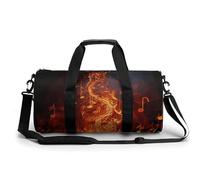 Red Flame Music Note Gym Bag for Men Women, Sturdy Oxford Cloth Travel Bags with Removable Shoulder Strap, Waterproof Duffel Bag for Fitness, Travel, Yoga