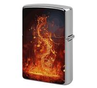 Red Flame Music Note Lighter Case Metal Protective Cover with Double-Sided Art Design, Cool Lighters Pouch Shockproof Lighter Cover for Men Women Gifts, Lighters Not Included