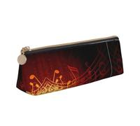 Red Flame Music Note Print Pencil Case Zipper Pencil Pouch Box