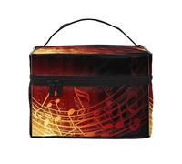 Red Flame Music Note Travel Makeup Bag for Women, Water-Resistant Cosmetic Bag Foldable Toiletry Bag Teacher Gifts