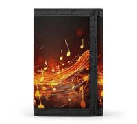 Red Flame Music Note Trifold Wallet Front Pocket,Small Wallets for Men And Women,Slim Wallet with Zipper Pocket