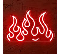 Red Flame Neon Sign - LED Wall Light for Game Room, Bedroom, Bar, Party or Club Decor, USB Powered Fire Shape Neon Wall Art for Home or Event 16″×10.2″