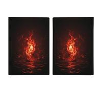 Red Flame Passport Holder for Women Men PU Leather Passport Travel Wallet with Multiple Pockets