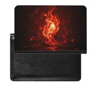 Red Flame Passport Holder & Travel Wallet Passport Cover Protector Essentials with Credit Card Slots