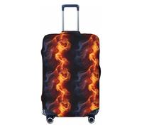 Red Flame Pattern Q Print Travel Luggage Covers, Washable Suitcase Covers Protector for Luggage 18-32 Inch High Elasticity, Black, Large