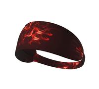 Red Flame Print Non-Slip Elastic Running Headband, Sweat Absorbing Stretchy Hair Bands For Gym Yoga, Soft Skin-Friendly Foldable Workout Headband