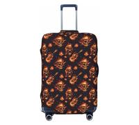 Red Flame Skull Guitar Print Travel Luggage Covers, Washable Suitcase Covers Protector for Luggage 18-32 Inch High Elasticity, Black, Medium