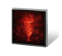 Red Flame Square Lapel Pin for Men Women Personalized Lapel Badge Metal Brooch Printed Aluminum Alloy Memorial Pins for Backpack Clothing Decoration Business