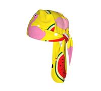 Red flamingo and watermelon Print Bike Cap Breathable Headwrap Moisture Wicking Tie Back Helmet Liner Outdoor Event Gift 22-24 In