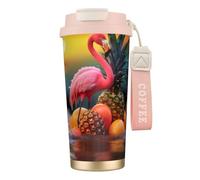 Red Flamingo Pineapples 316 Stainless Steel Insulated Coffee Mug Vacuum Cup With Leak Proof Lid, Keep Hot Or Cold