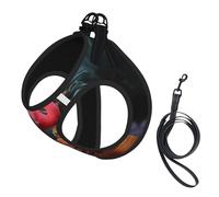 Red Flamingo Pineapples Print Adjustable Reflective Harness Leash Set For Cats, Dogs And Small Pets, Soft Breathable Mesh Walking Vest With Escape-Proof Lead