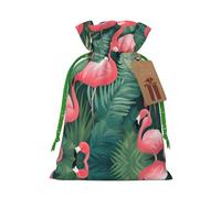 Red Flamingo Succulent Plants Print Drawstring Pouch For Gifts,Reusable Adorable Gift Bags,Perfect For Jewelry And More