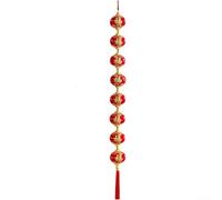 Red Flocked Lantern String With Fu Characters For Lunar New Year 2026 Year Of The Horse Garden Decor(C)