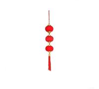 Red Flocked Lantern String With Fu Characters For Lunar New Year 2026 Year Of The Horse Garden Decor(D)