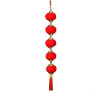 Red Flocked Lantern String With Fu Characters For Lunar New Year 2026 Year Of The Horse Garden Decor(E)