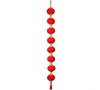 Red Flocked Lantern String With Fu Characters For Lunar New Year 2026 Year Of The Horse Garden Decor(F)