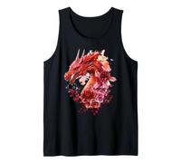 Red Floral Dragon Watercolor Fantasy Creature Art Tank Top