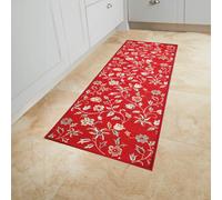 Red Floral Kitchen Runner Mat - Super Absorbent & Anti-Skid, L137 X D49Cm