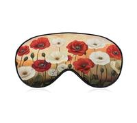 Red Floral Poppy Flower Painting Sleep Mask Soft Eye Mask Eye Cover Eyeshade Blindfold with Adjustable Strap