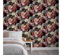 Red Floral Wallpaper Multi Textured Feature Wall
