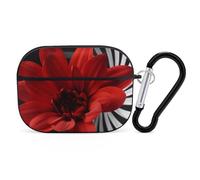 Red Flower AirPods Pro Case Cover with Keychain Ring PC Hard Shell Protective Case for AirPods Pro 2nd for Women Men Generation Easy Open Full Drop Protection Cover Black-Style