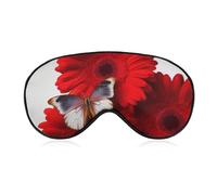 Red Flower and Butterfly Eye Mask, Side Sleeping Mask Light Blindfold Sleeping Mask Nose Pad and Elastic Band for Children Women and Men