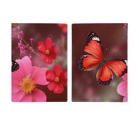 Red Flower And Butterfly Passport Holder with Card And Ticket Slot, PU Leather Passport Case Easy Access, Travel Essentials Document Organizer Waterproof Travel Wallet for Men Women