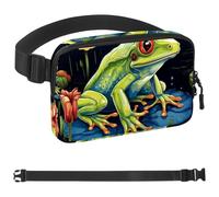 Red Flower and Frog-1632 Unisex Style Fanny Pack: Fashion Waist Packs, Crossbody Bags Sport Slim Fashionable for Jogging Hiking Hiker Woman Man, Multicolor, 1.5x9.0x5.9in/4x23x15cm