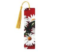Red Flower and White Daisy Print Wooden Bookmarks Beautiful Notebook Accessories for Men Women Book Lovers
