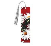 Red Flower and White Daisy Print Wooden Bookmarks Beautiful Notebook Accessories for Men Women Book Lovers