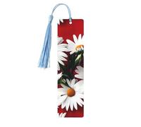 Red Flower and White Daisy Print Wooden Bookmarks Beautiful Notebook Accessories for Men Women Book Lovers