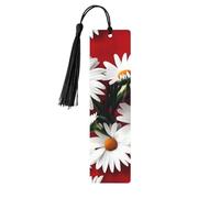 Red Flower and White Daisy Print Wooden Bookmarks Beautiful Notebook Accessories for Men Women Book Lovers