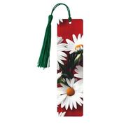 Red Flower and White Daisy Print Wooden Bookmarks Beautiful Notebook Accessories for Men Women Book Lovers