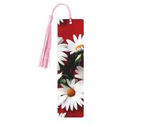 Red Flower and White Daisy Print Wooden Bookmarks Beautiful Notebook Accessories for Men Women Book Lovers