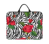 Red Flower Animal Zebra, 14 Inch Laptop Sleeve, Notebook Bag Laptop Case Sleeve Briefcase with Handle