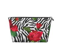 Red Flower Animal Zebra, Toiletry Pouch Makeup Bag Cosmetic Bag Portable Travel Toiletry Bag