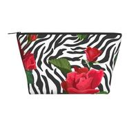 Red Flower Animal Zebra, Toiletry Pouch Makeup Bag Cosmetic Bag Portable Travel Toiletry Bag