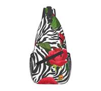 Red Flower Animal ZebraSling Bag for Men Crossbody Small Travel Shoulder Daypack
