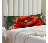 Red Flower Body Pillow Case 20x54 Throw Pillow Cover with Hidden Zipper Breathable & Cozy Full Long Pillowcase Protector Spring Easter Cover for Sleeping Bedroom Couch Sofa Decor