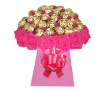 Red flower Chocolate Bouquet Hamper Ferero Personalised Gift Present Box Dairy Milk White Orange Small Large Sweets Candy Flowers Rose Gold Purple Her (Extra large)
