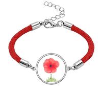 Red Flower Corn Art Watercolour Lucky Red String Bracelet Rope Bracelet Handmade