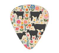Red Flower Cows Cattle Print 12 Pieces Guitar Picks For Guitars And Ukulele, Unique Guitar Present