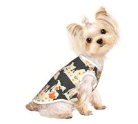 Red Flower Cows Cattle Print Dog Cat T-Shirt, Cute Breathable Tank Top For Small Puppy Kitten Indoor Outdoor Wear