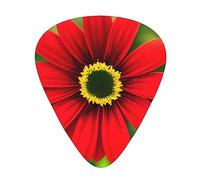 Red Flower Exceptional Guitar Pick â€“ Single-Side Full-Print, Abs Material Plectrum â€“ Diverse Thickness For Varied Music Experience â€“ Ideal For Guitars And Ukuleles,Guitar Pick,