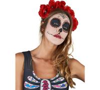 Red flower headband for adults, Day of the Dead