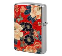 Red Flower Lighter Case Copper Lighter Cover Custom Metal Protective Lighters Sleeve Without Insert Personalized Reusable Shell Standard Size Gift for Men Women